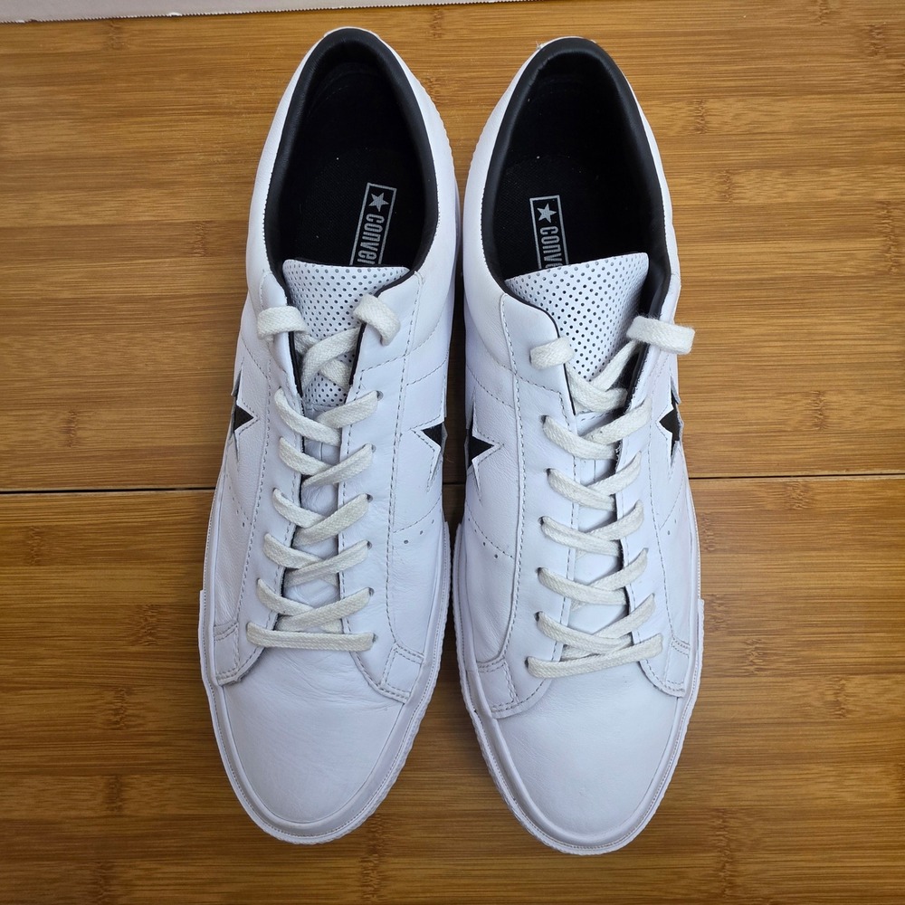 Converse One Star Perforated Leather Low Top White Black 158464C M 12 W 14 - Picture 8 of 11